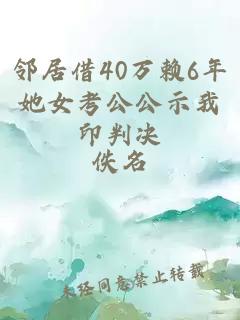 邻居借40万赖6年她女考公公示我印判决